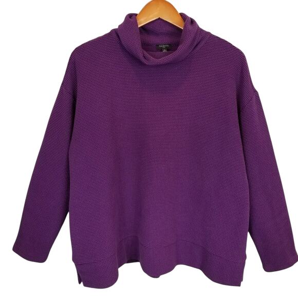 Talbots Plus Women's Cowl Neck Purple Knit Boxy Cut Sweater Size 1X - Picture 1 of 5